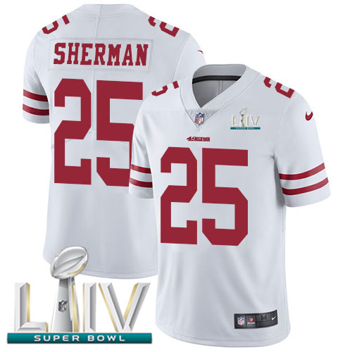 San Francisco 49ers Nike #25 Richard Sherman White Super Bowl LIV 2020 Youth Stitched NFL Vapor Untouchable Limited Jersey->youth nfl jersey->Youth Jersey